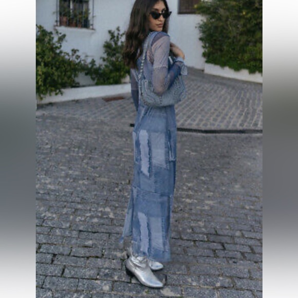 ZARA BLOGGERS FAV PATCHWORK WORK TULLE DRESS - Picture 12 of 14